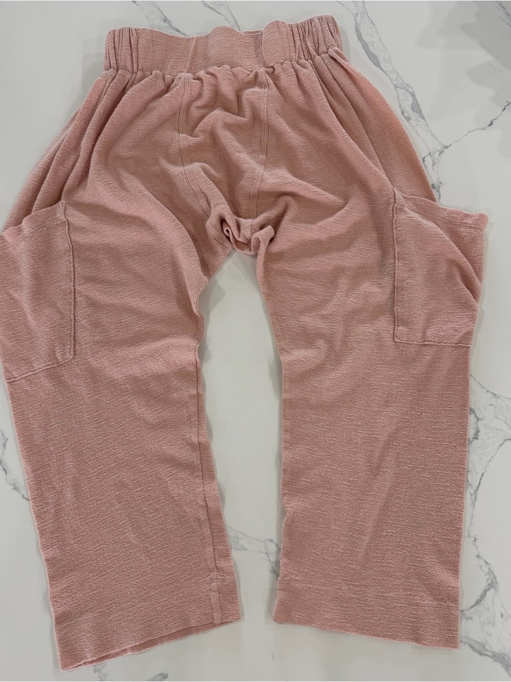 Free People Intimately Pink Textured Slouchy Drop Crotch Harem Pants Size Medium